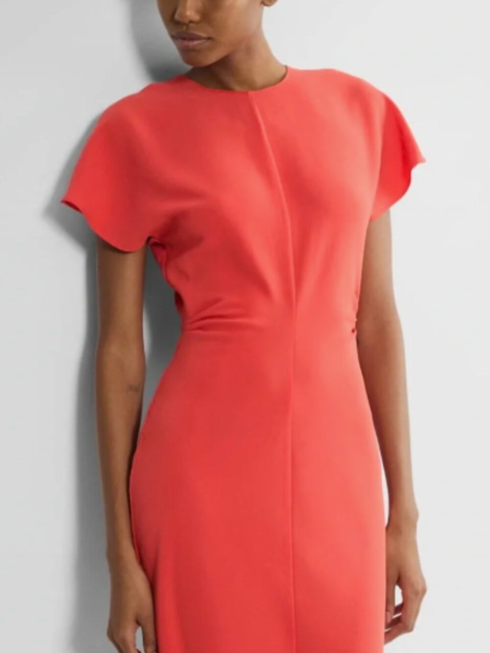 Fitted Coral Short Sleeve Sheath Dress